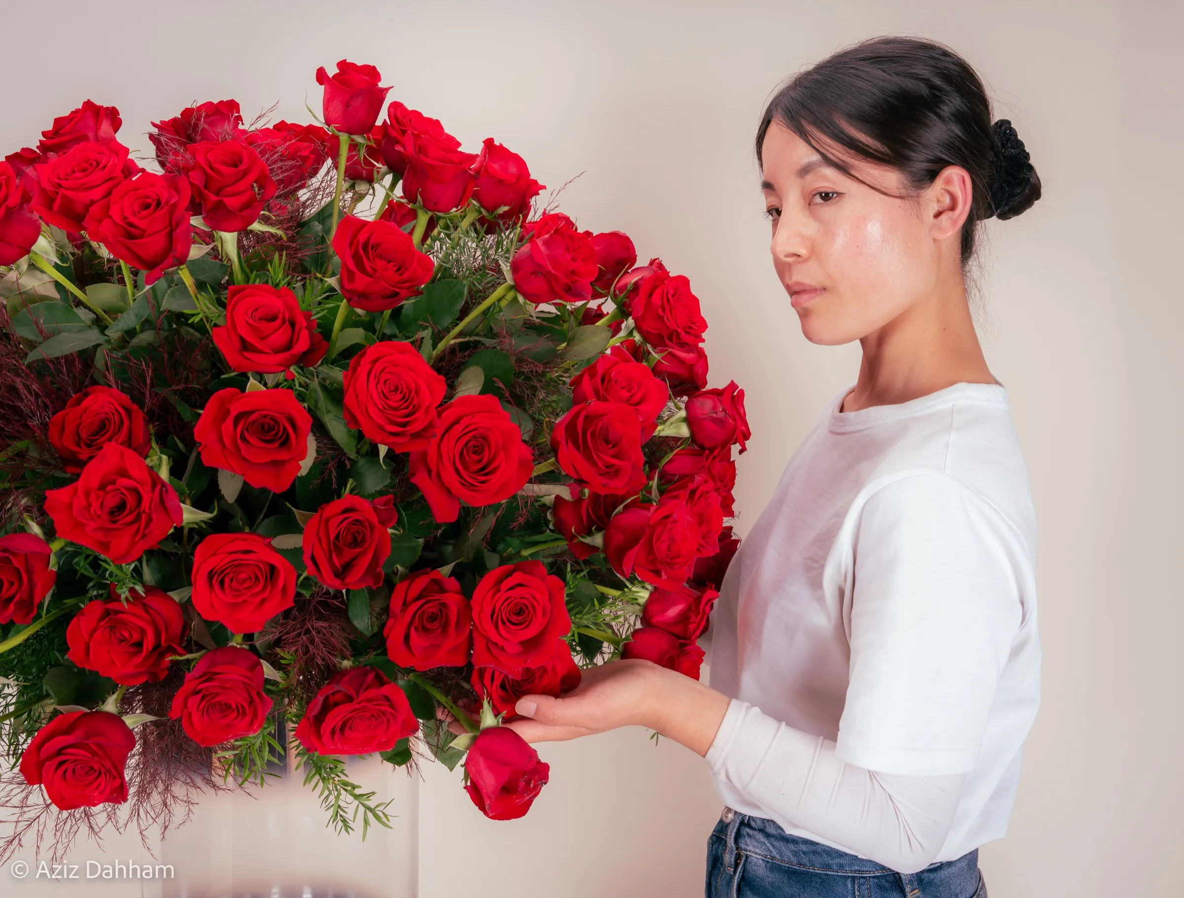 A bouquet of red roses