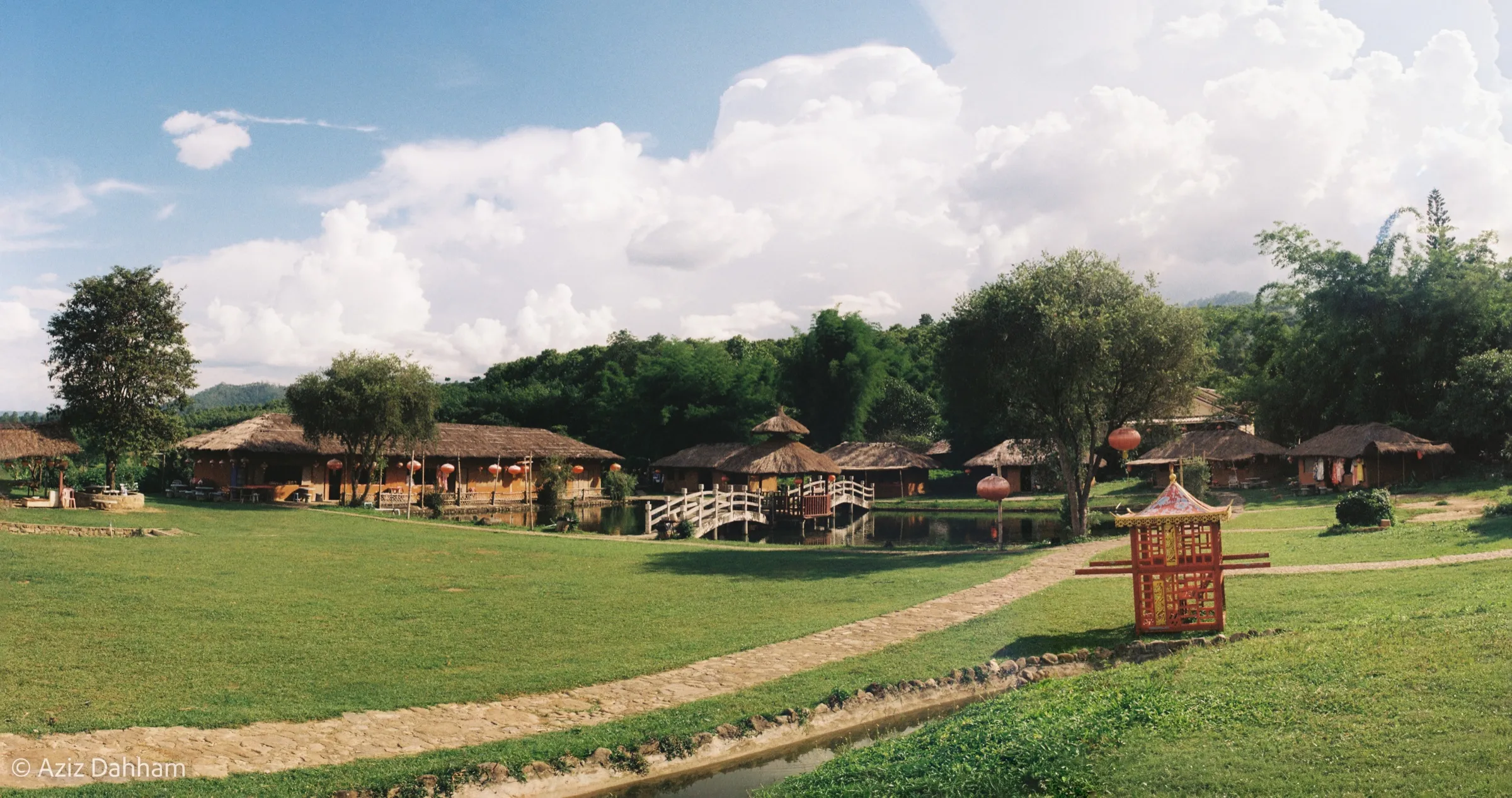 Lantern village under summer clouds, northern Thailand