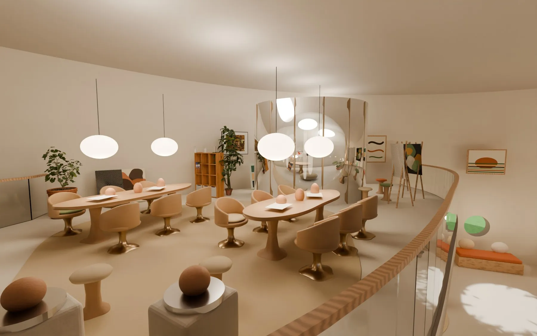 Upstairs: the art studio, with the artist’s nook beyond