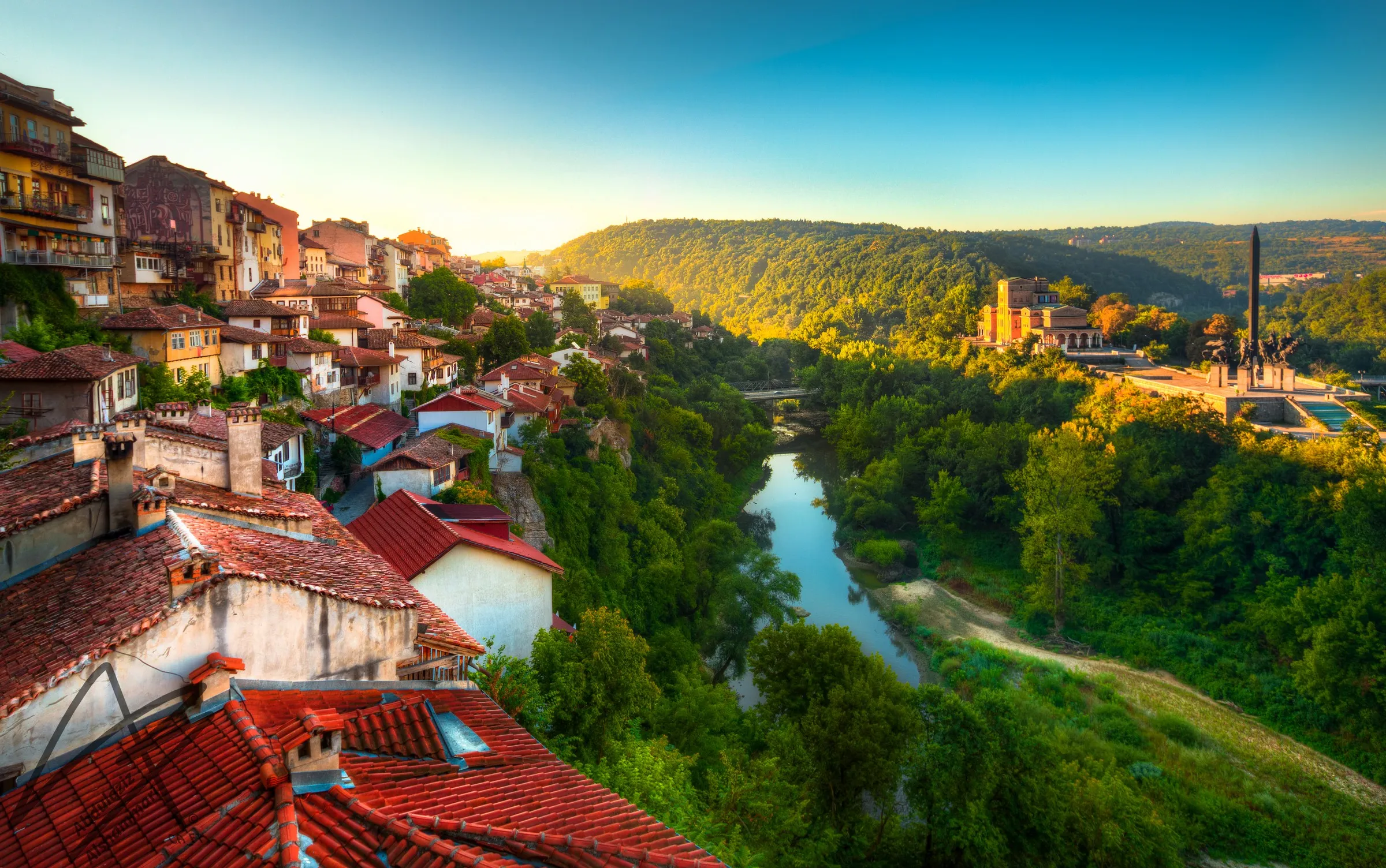 Old town above a river valley
