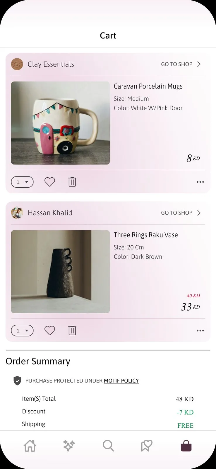 Motif app: Cart