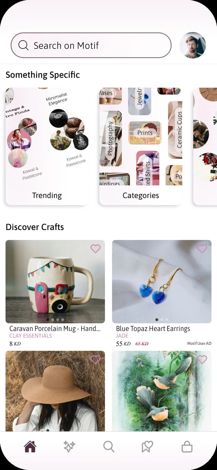 Motif app: Home feed