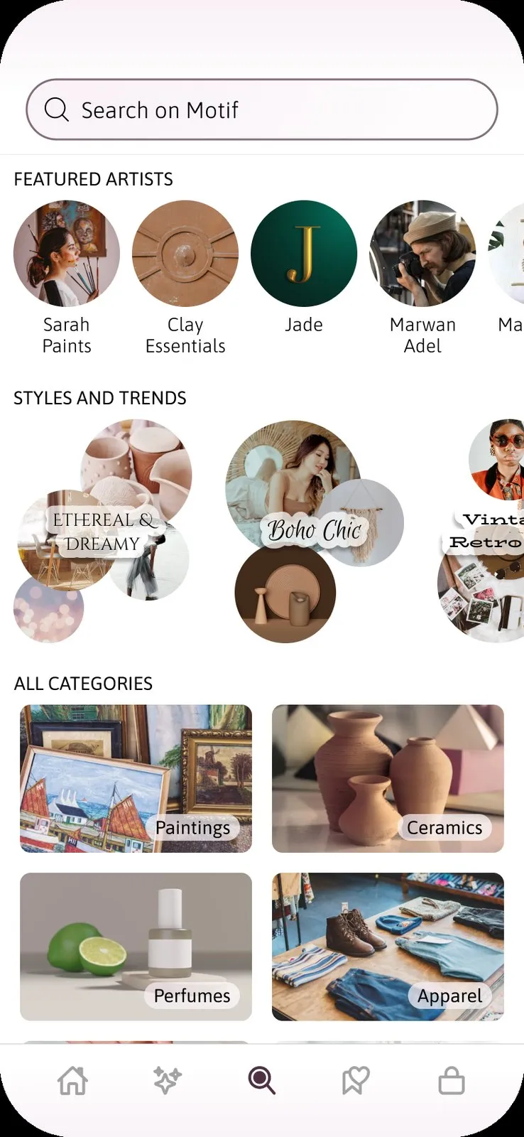 Motif app: Search