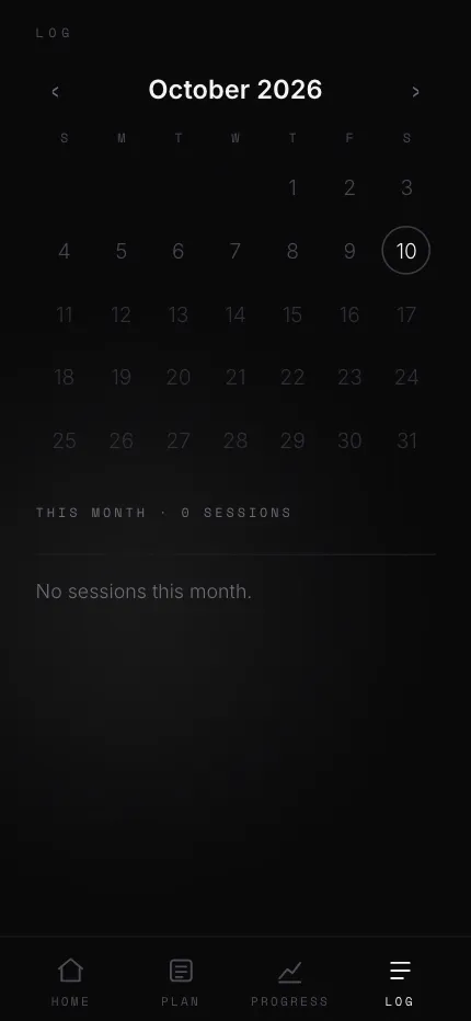 Training app screen